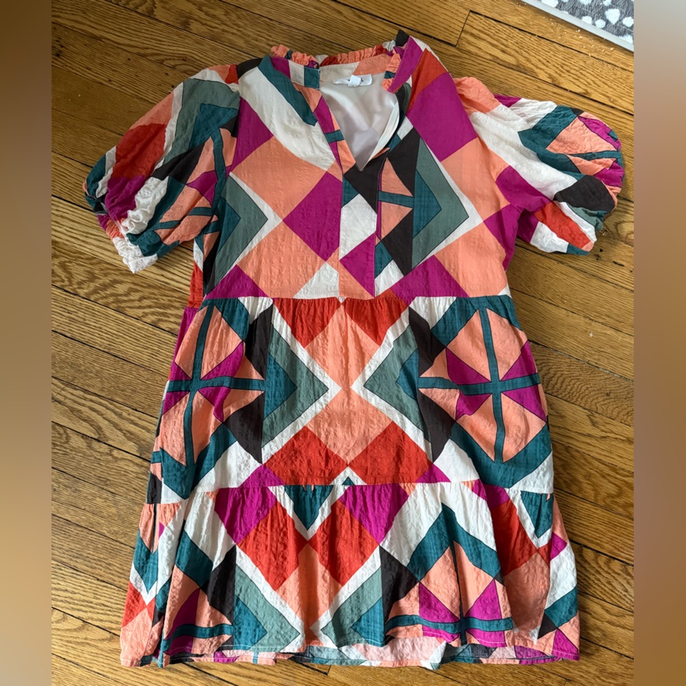 THML Geo Print Tiered Dress - Size Small